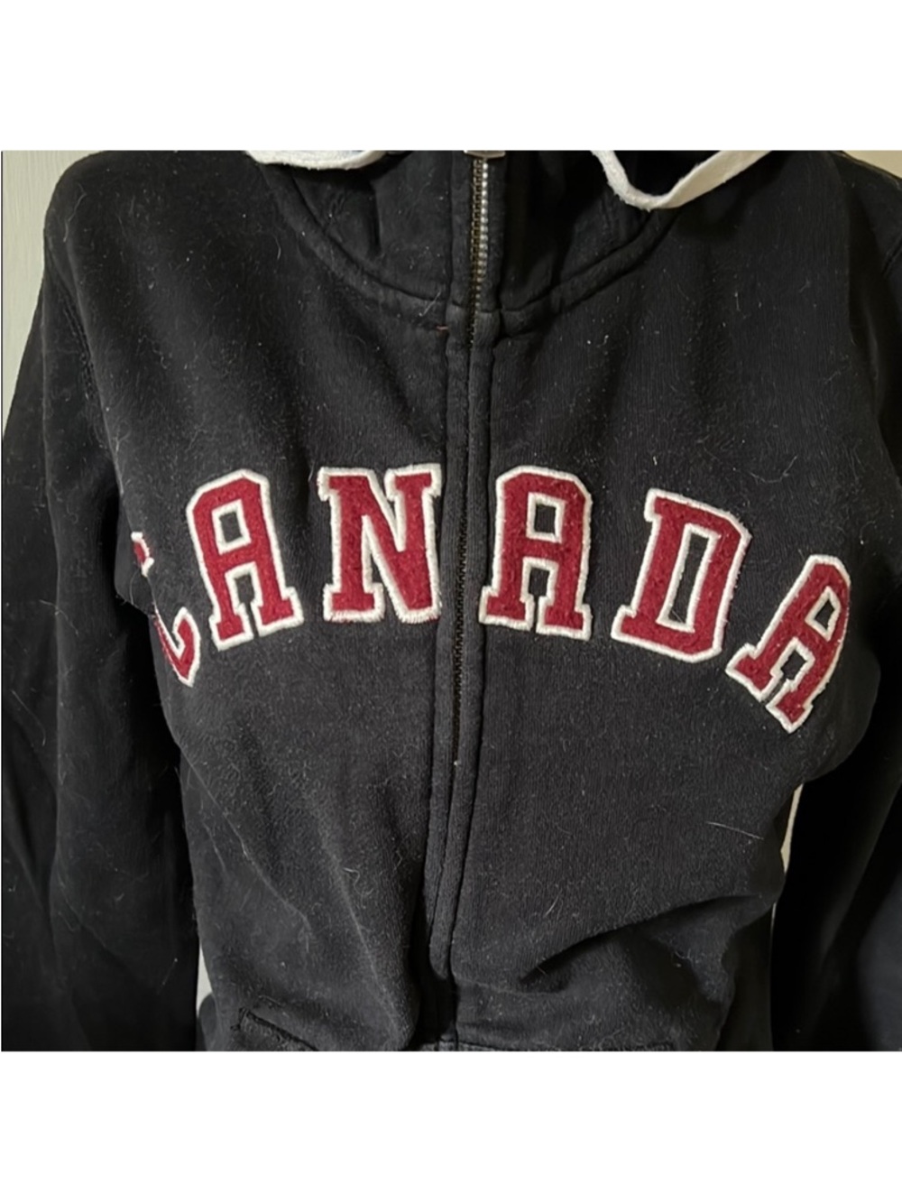 Roots | Women’s Size Small Black Canada Hoodie with Burgundy Accents - Picture 3 of 7